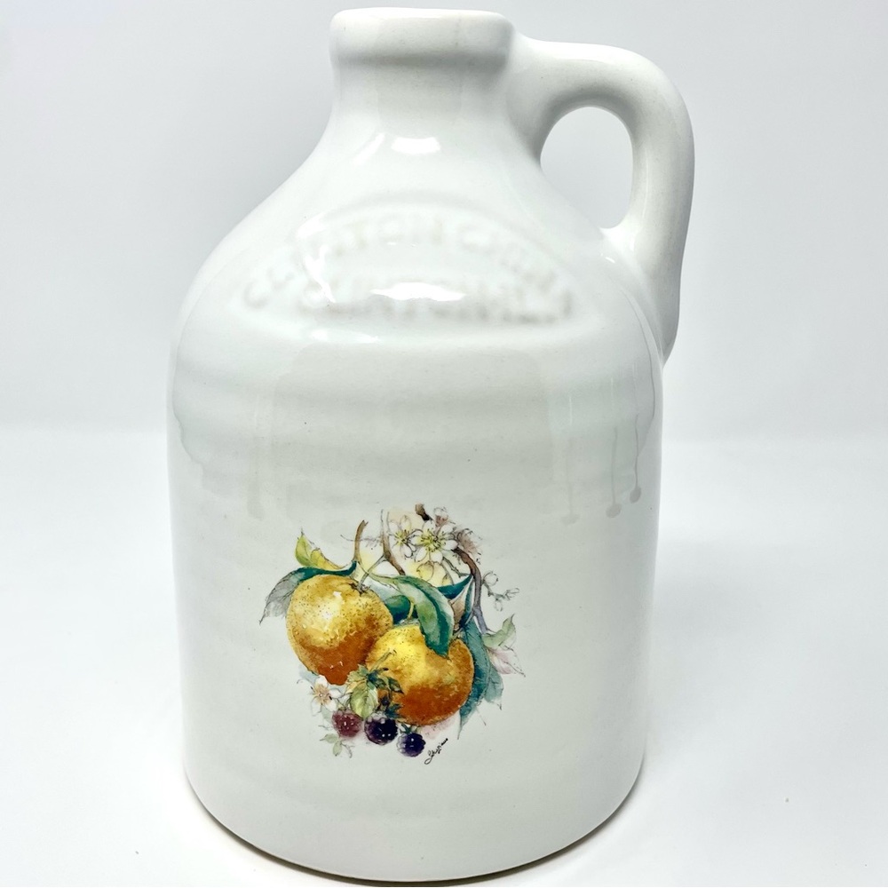 Vintage Harris Potteries Clinton China Pottery Jug Crock Fruit Design 1970’s